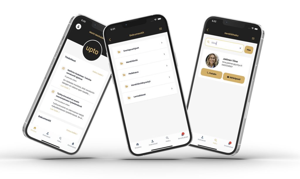 Upto Go tuo digitaalisen ilmoitustaulun työntekijän kännykkään.