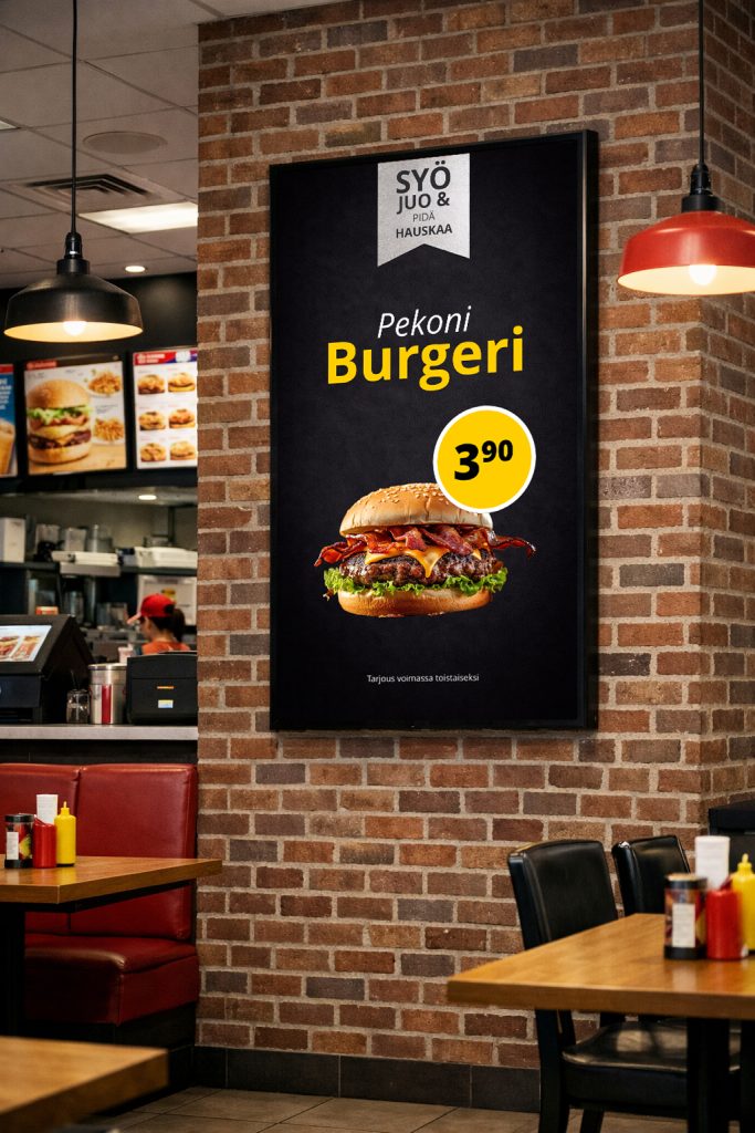 Asiakasviestintä pysyy visuaalisesti yhtenäisenä, kun brändi-ilme on rakennettu valmiiksi infonäyttöjen sisällönhallintajärjestelmään. 